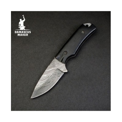 Damascus Skinning Knife with Micarta Handle & Sheath