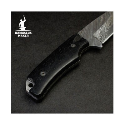 Damascus Skinning Knife with Micarta Handle & Sheath