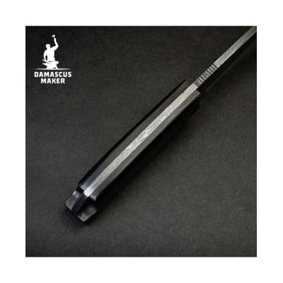 Damascus Skinning Knife with Micarta Handle & Sheath