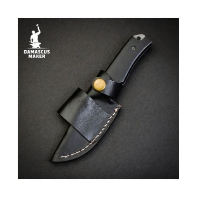 Damascus Skinning Knife with Micarta Handle & Sheath