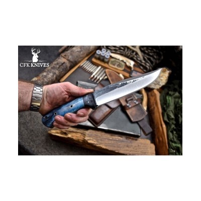 Blue Camel Bone Bushcraft Knife