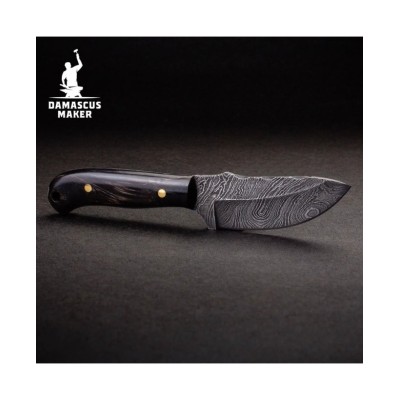 Premium Damascus Steel Skinning Knife & Leather Sheath