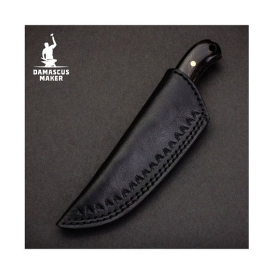 Damascus Steel Skinning Knife with Leather Sheath