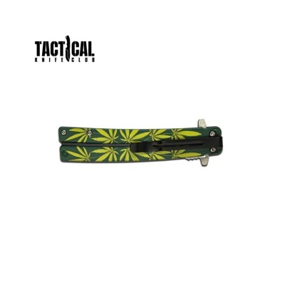 Spring Assisted Tanto Knife - Cannabis Leaf Design, Durable & Reliable