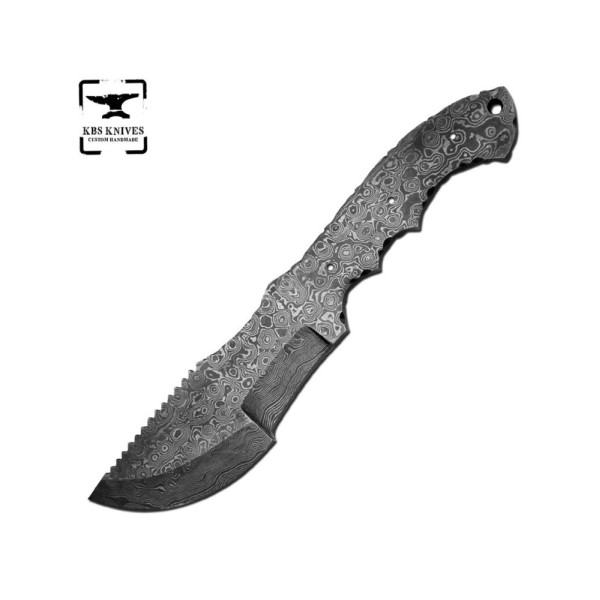 Damascus Tracker Knife Large High Carbon Steel Blank Blade