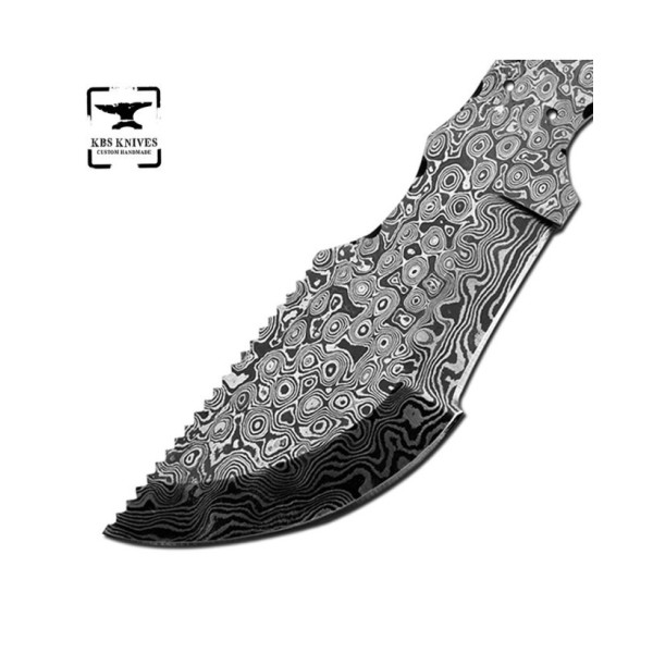 Tracker Knife Raindrop Damascus Large High Blank Blade