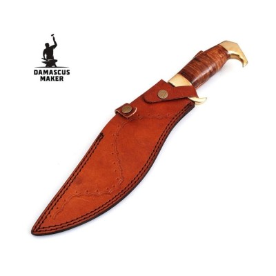 Damascus Steel Kukri Knife - Handcrafted for Wilderness Mastery