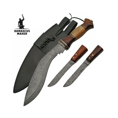 Premium Damascus Kukri Knife Set