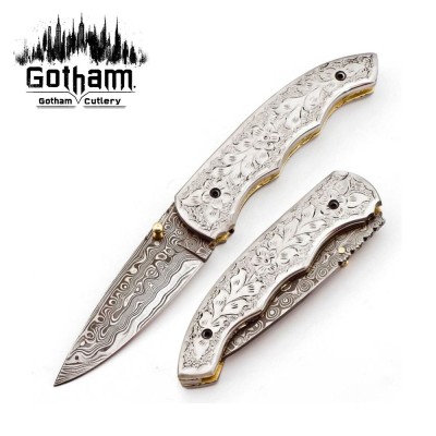 Premium Custom Handmade Folding Knife - Damascus Steel