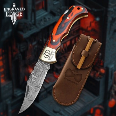 Custom Handmade Pocket Knife with Damascus Steel Blade