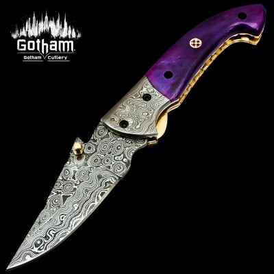 Handmade Damascus Steel Folding Knife