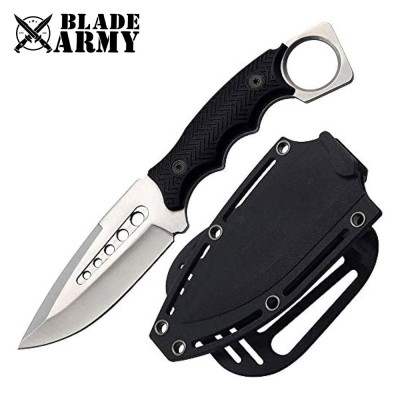 Fixed Blade Tactical Hunting Knife with ABS Sheath for Outdoor Use