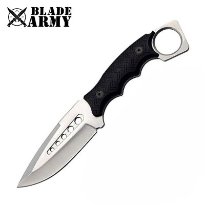 Fixed Blade Tactical Hunting Knife with ABS Sheath for Outdoor Use