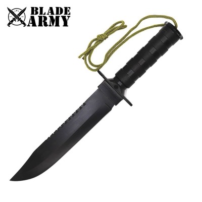 Tactical Black Stainless Steel Survival Knife with Nylon Sheath