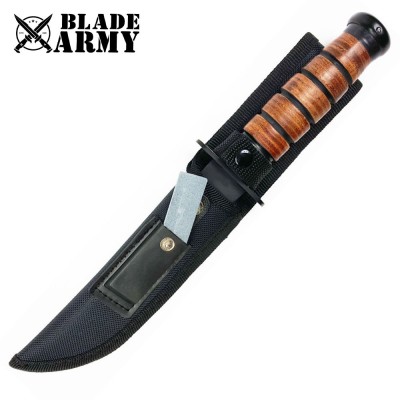 Marines Tactical Steel Survival Knife Riveted Nylon Sheath