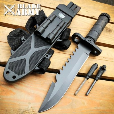 Tactical Hunting Fixed Blade Survival Knife with ABS Sheath