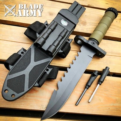 Tactical Hunting Fixed Blade Survival Knife with ABS Sheath