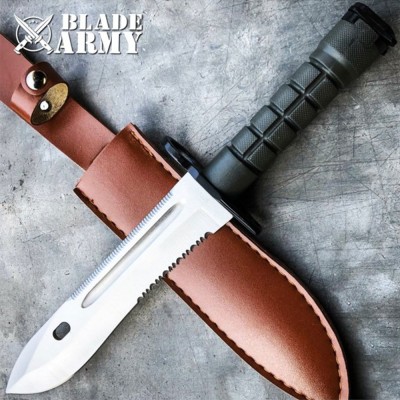 Military Tactical Fixed Blade Rambo Knife with Vinyl Sheath