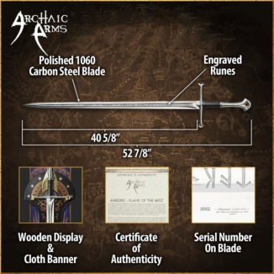 Silver-toned hilt and pommel detailing of King Elessar’s sword Silver-toned hilt and pommel detailing of King Elessar’s sword