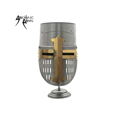 Decorative Crusader Helmet With Stand - Medieval Armor Replica