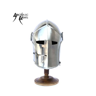 Medieval Visored Barbuta Helmet - Authentic 18-Gauge Steel Armor