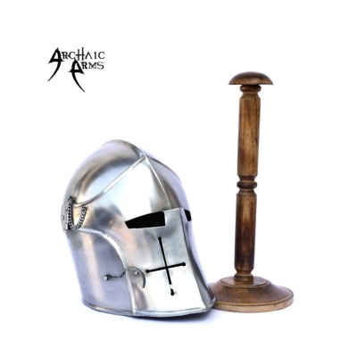 Medieval Visored Barbuta Helmet - Authentic 18-Gauge Steel Armor