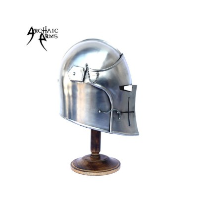 Medieval Visored Barbuta Helmet - Authentic 18-Gauge Steel Armor