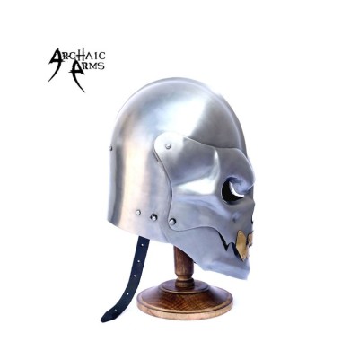 Medieval Human Skull Helmet Silver Demon - Handcrafted Steel Armor