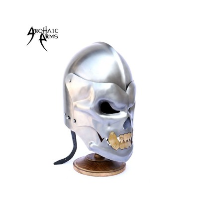 Medieval Human Skull Helmet Silver Demon - Handcrafted Steel Armor