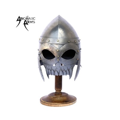 Dark Medieval Warrior Helmet - Handcrafted Steel Armor