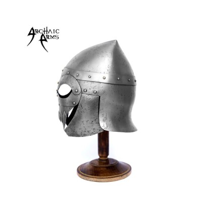 Dark Medieval Warrior Helmet - Handcrafted Steel Armor