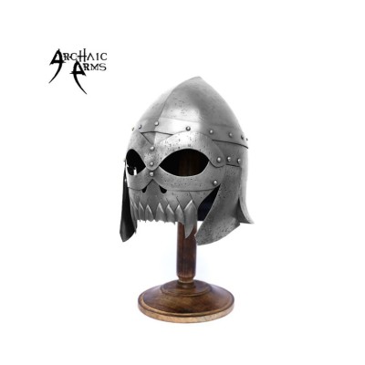 Dark Medieval Warrior Helmet - Handcrafted Steel Armor