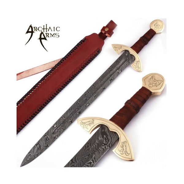 Beautiful Damascus Steel Medieval Sword