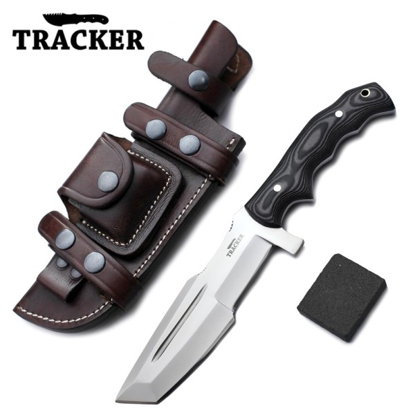 Handmade D2 Steel Tracker Knife with Leather Sheath