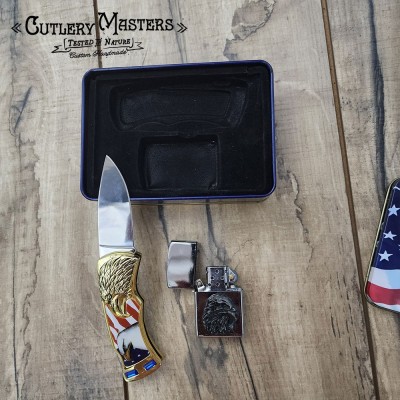 American Flag Eagle Tool with Lighter | Durable Stainless Steel