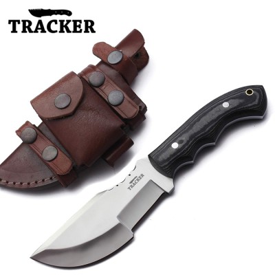 Handmade G10 Handle D2 Tool Steel Tactical Knife with Leather Sheath