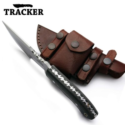 Handmade G10 Handle D2 Tool Steel Tactical Knife with Leather Sheath