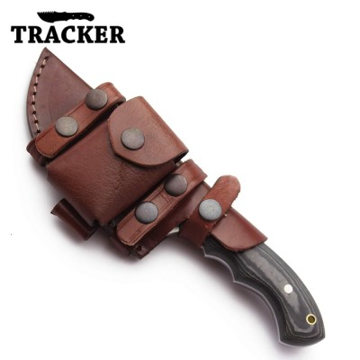 Handmade G10 Handle D2 Tool Steel Tactical Knife with Leather Sheath