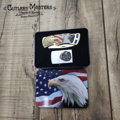 American Flag Eagle Tool with Lighter | Durable Stainless Steel