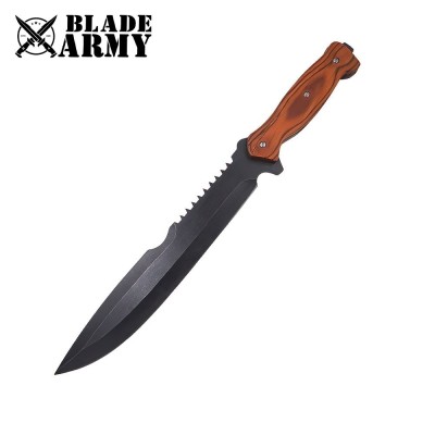 Full Tang Survival Knife with Wood Handle and Sheath – Outdoor Ready