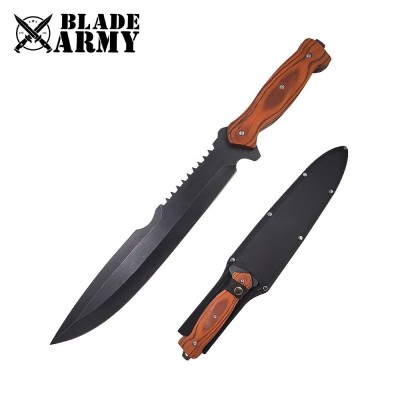 Full Tang Survival Knife with Wood Handle and Sheath – Outdoor Ready