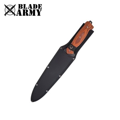 Full Tang Survival Knife with Wood Handle and Sheath – Outdoor Ready