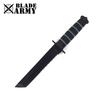 Tactical Hunting Knife with Serrated Tanto Blade and Nylon Sheath