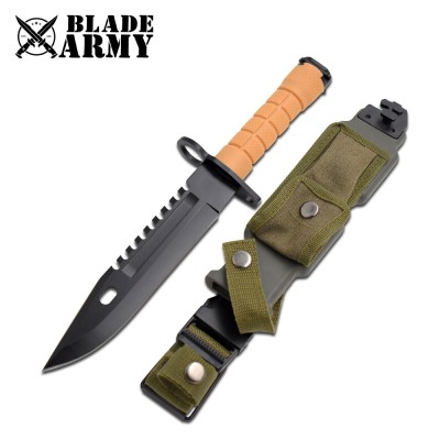 Military Tactical Survival Knife with Saw-Back Blade and Sheath