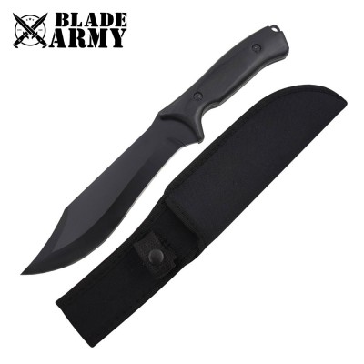 Tactical Stainless Steel Survival Knife with Wooden Handle & Sheath