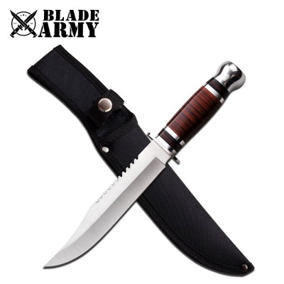 Survivor Fixed Blade Hunting Knife with Color Wood Handle