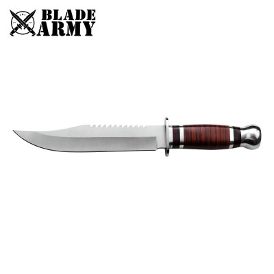 Survivor Fixed Blade Hunting Knife with Color Wood Handle