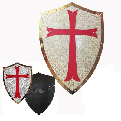 Knights of Templar Shield – 20 Gauge Stainless Steel with Red Cross