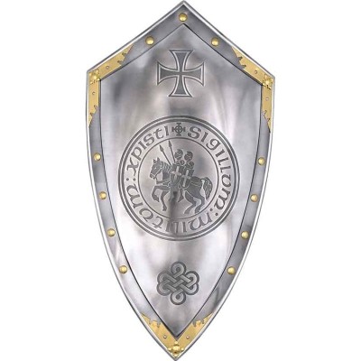 Stylish Templar Knight Steel Shield for Home Decor and Collectors