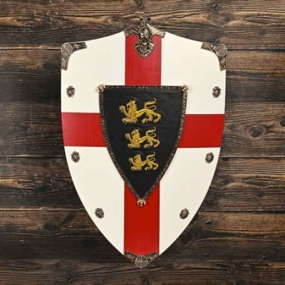 Richard the Lionheart Wooden Shield for Medieval Decor and Collectors